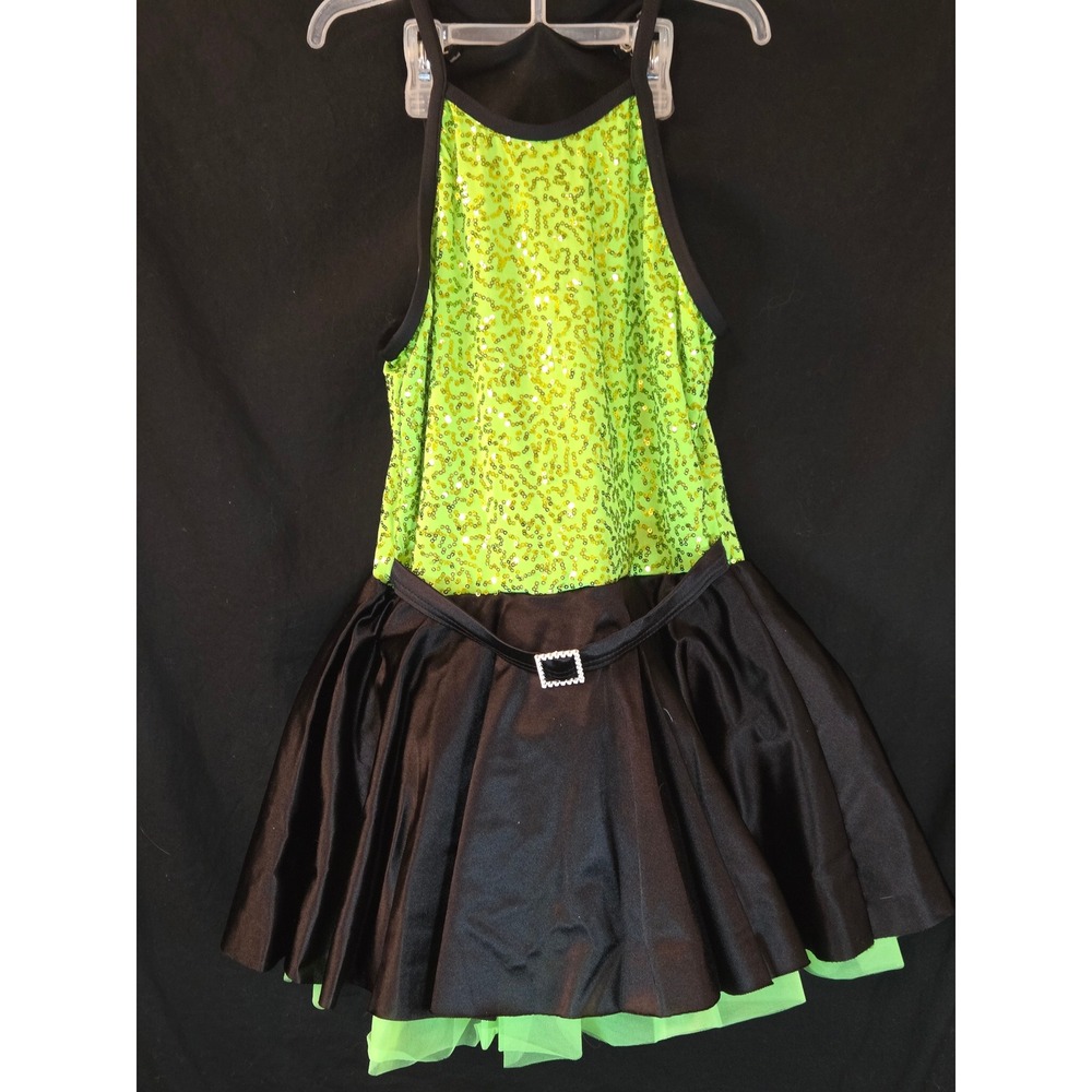 Curtain Call Dance Costume‎ Sequin Dress Black Skirt Embellished Collar kids LRG